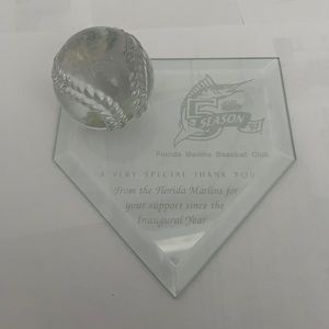 Rare Florida Marlins 1997 Baseball Crystal Home Plate/Ball 5yr Season Tkt Holder